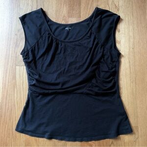 Garnet Hill black tank ⭐️ draped front ⭐️ L petite ⭐️ cotton knit mix ⭐️